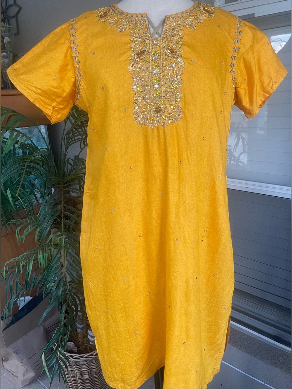 Embroidered Yellow Indian Dress